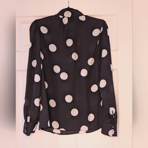 Black Polka Dot Marvel the Masses Tie-Neck Blouse - ModCloth - Picture 6 of 6
